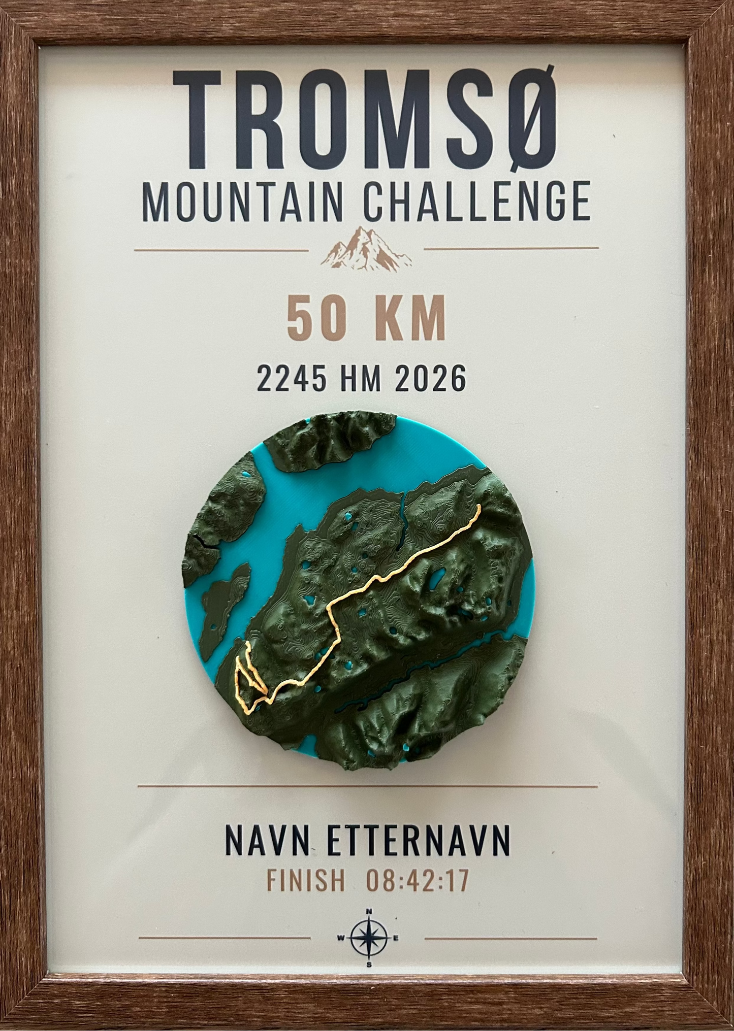 Tromsø Mountain Challenge Ultra 50km 3D-kart i ramme