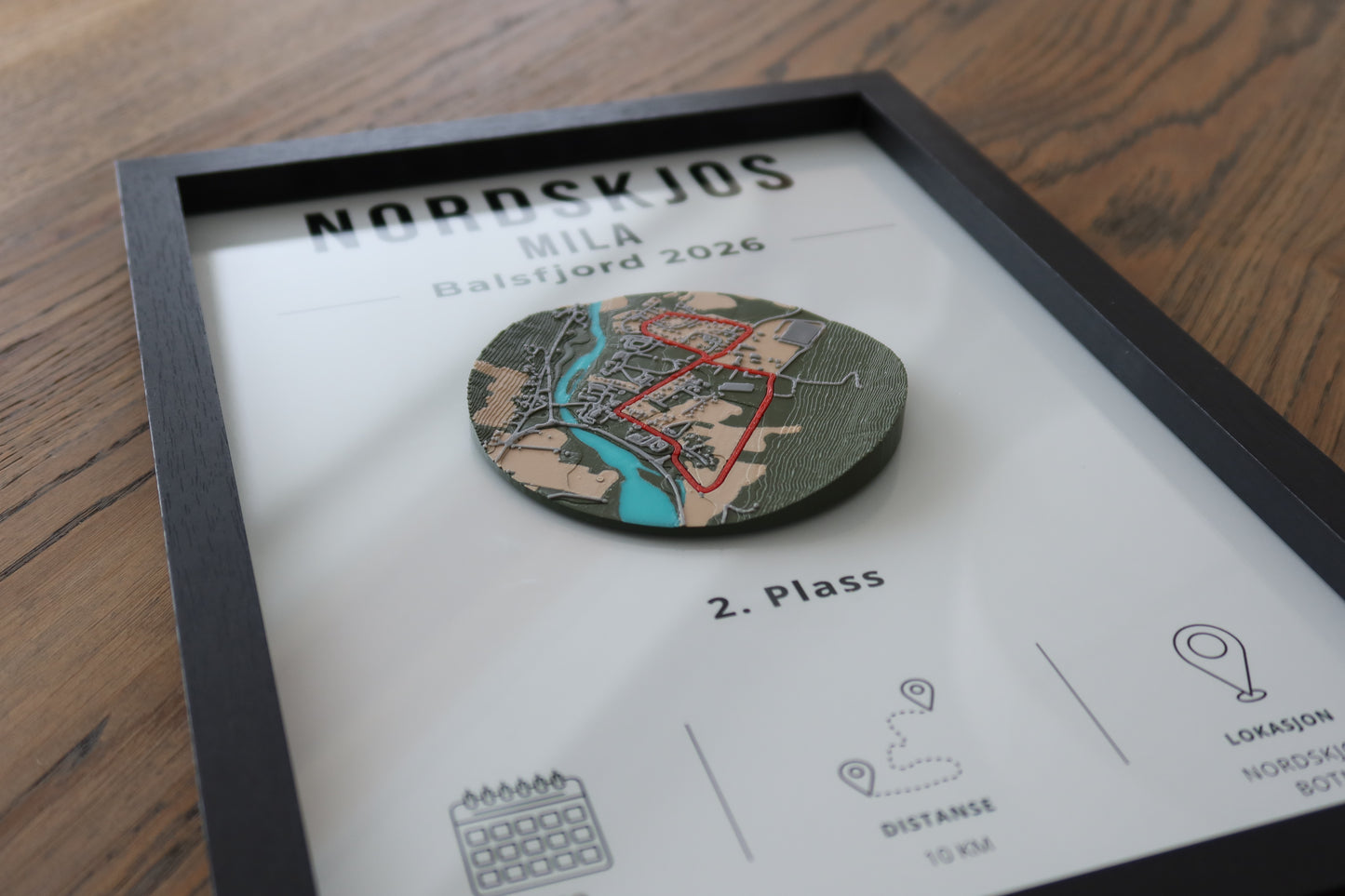 Nordkjosmila – 3D Map in Frame - Personalized