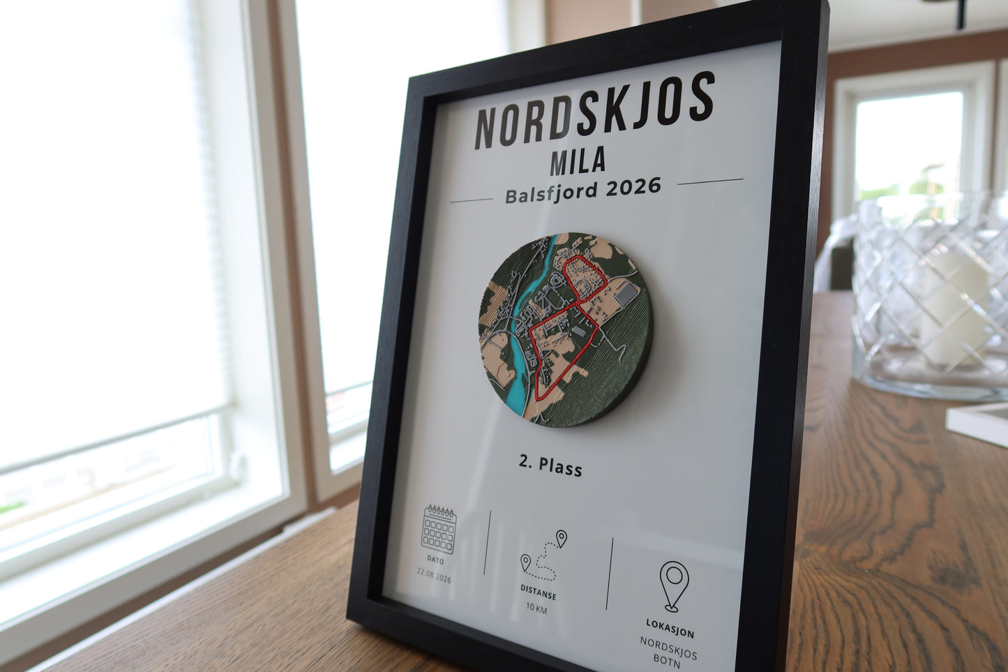 Nordkjosmila – 3D Map in Frame - Personalized