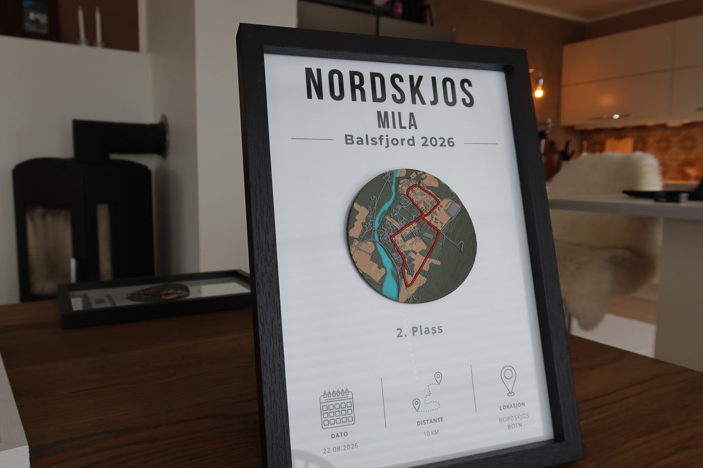 Nordkjosmila – 3D Map in Frame - Personalized