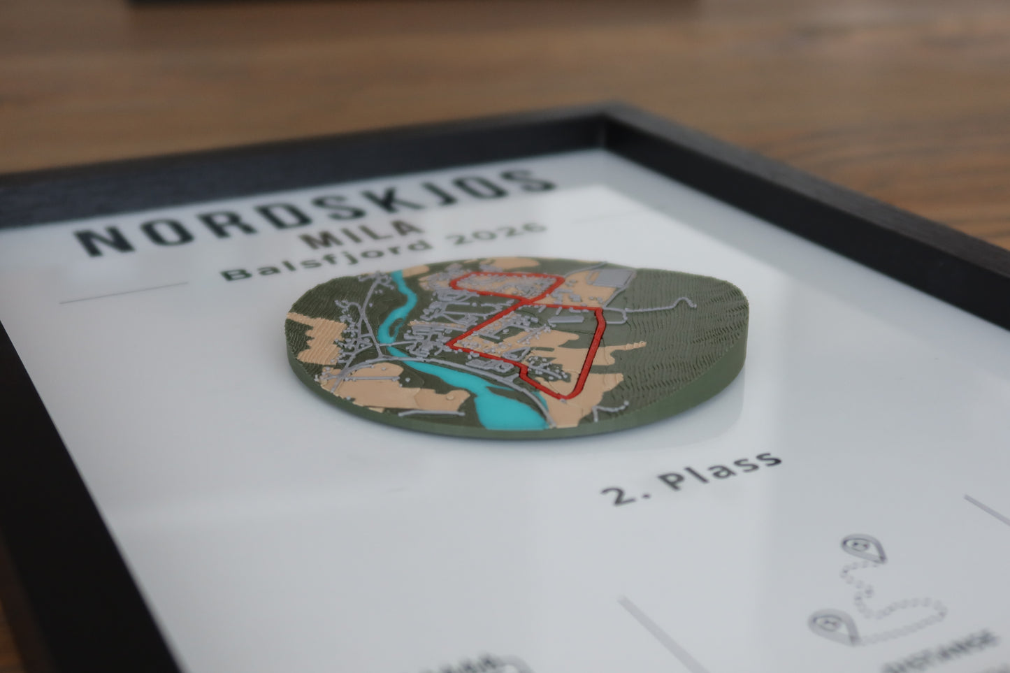 Nordkjosmila – 3D Map in Frame - Personalized