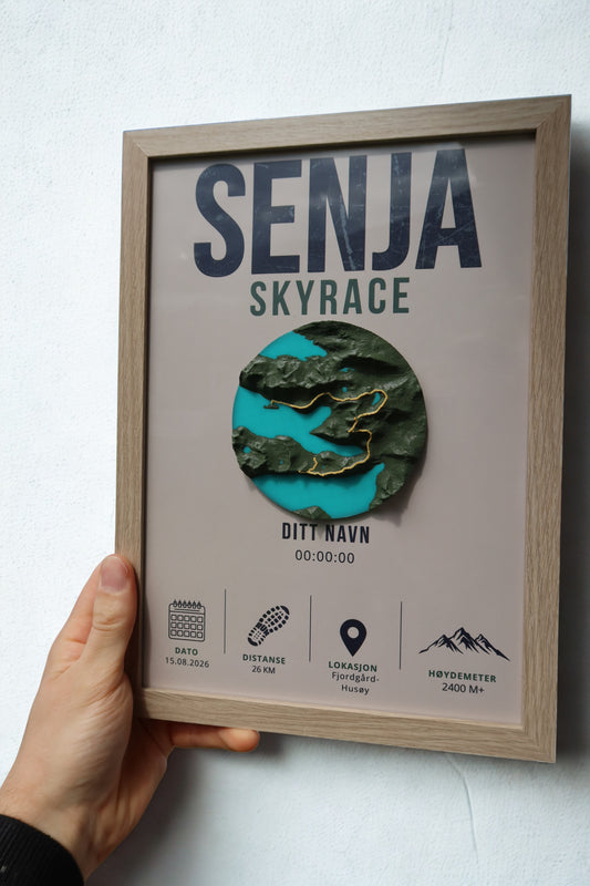 Senja Skyrace – 3D Kart i Ramme - Personlig tilpasset